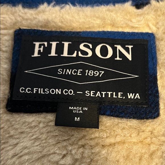 Filson Lined Mackinaw Wool Cape Coat - Cobalt/Black Small [Preowned - Excellent] - Picture 2 of 7